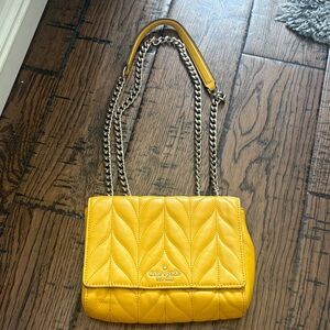 kate spade Yellow Quilted Leather Chain Shoulder Bag